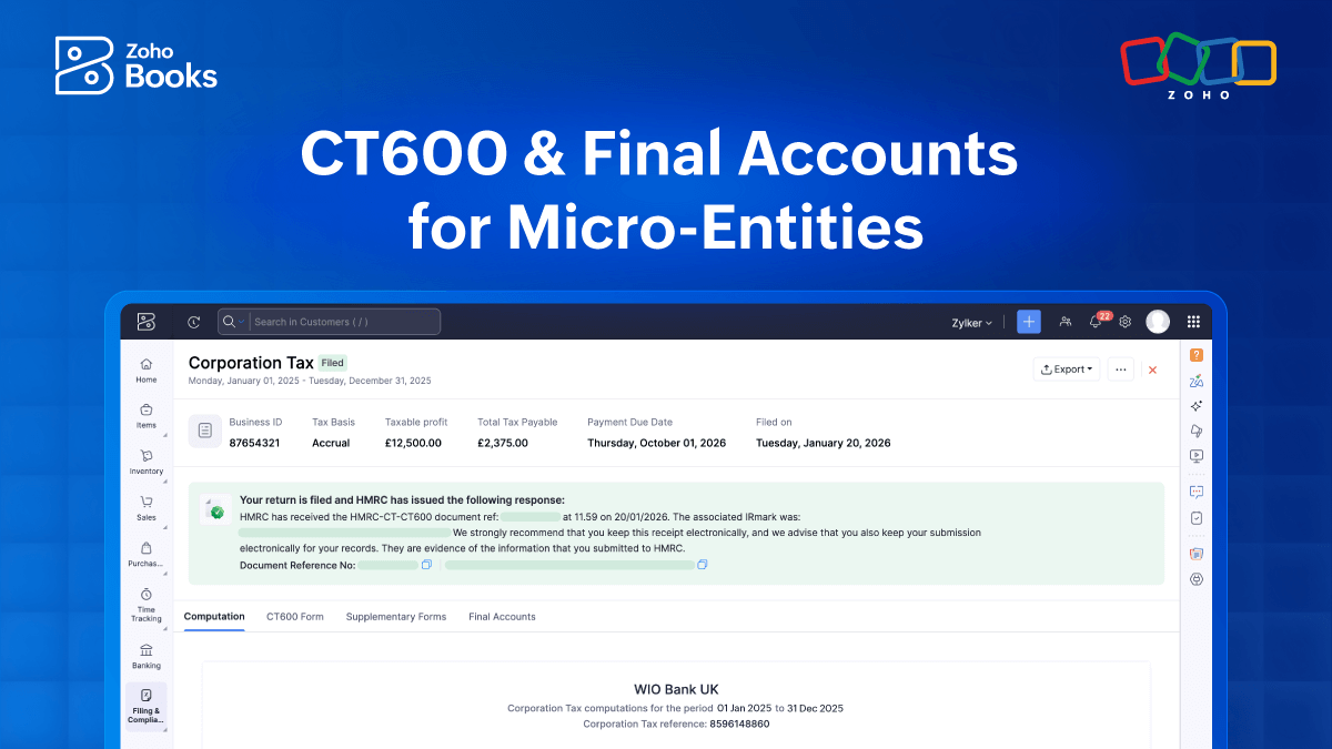  Zoho Books Launches CT600 & Final Accounts Filing for Micro-Entities in the UK